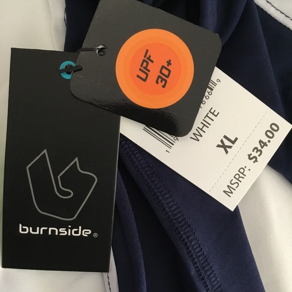 Burnside Mens Performance Long Sleeve Tee Shirt Size XLarge Blue & White - Picture 5 of 7